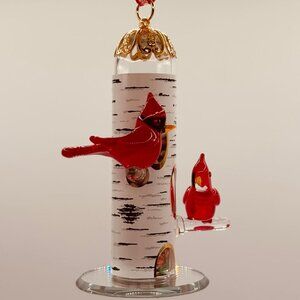 Glass Baron Cardinal Figurine Ornament Red Glass 2.25”